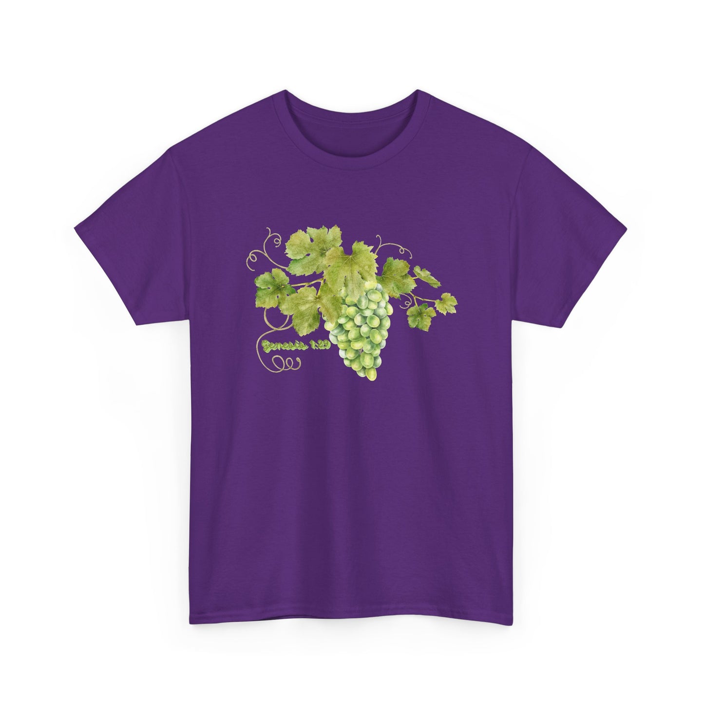 Genesis 1:29 Grapevine Watercolor T-Shirt — Green Grape Vines Tee