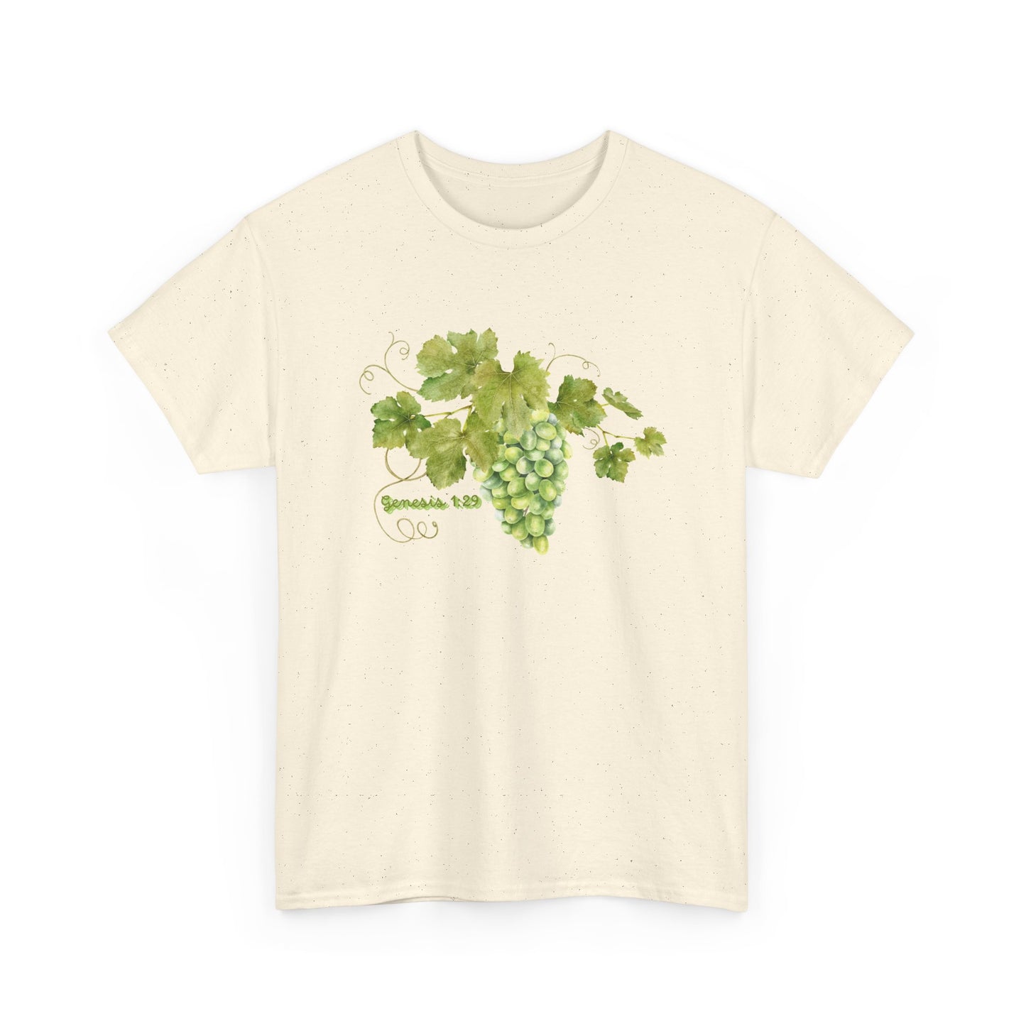 Genesis 1:29 Grapevine Watercolor T-Shirt — Green Grape Vines Tee