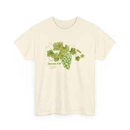 Genesis 1:29 Grapevine Watercolor T-Shirt — Green Grape Vines Tee