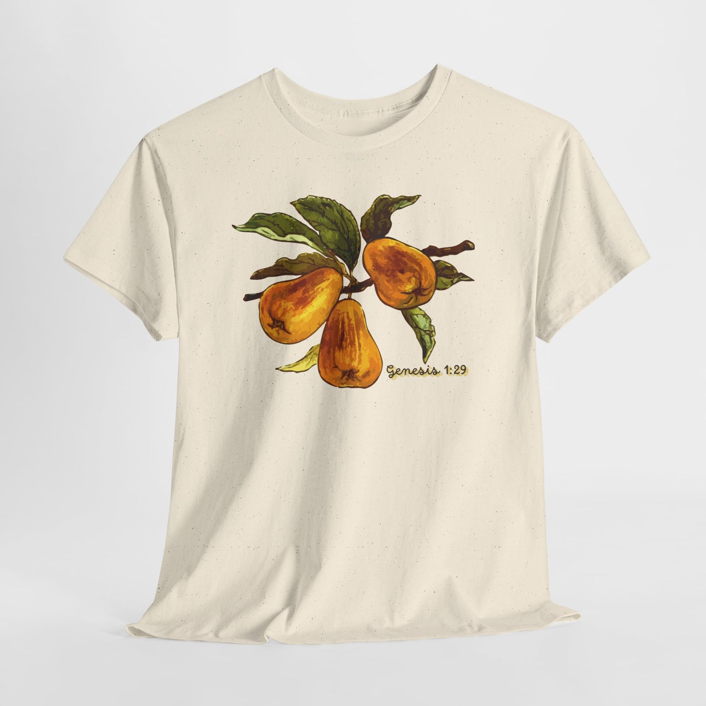 Pear Branch Tee — Watercolor Fruit Graphic T‑Shirt (Genesis 1:29)