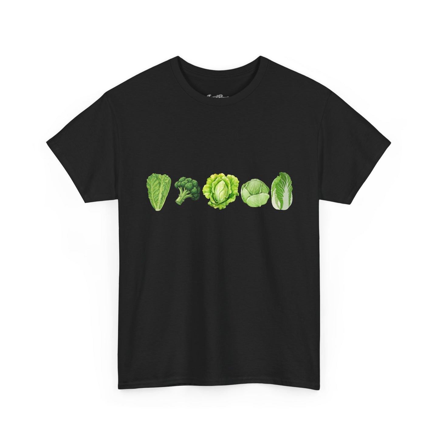 Vegetable Row T-Shirt — Green Veggies Lettuce Broccoli Cabbage Graphic Tee