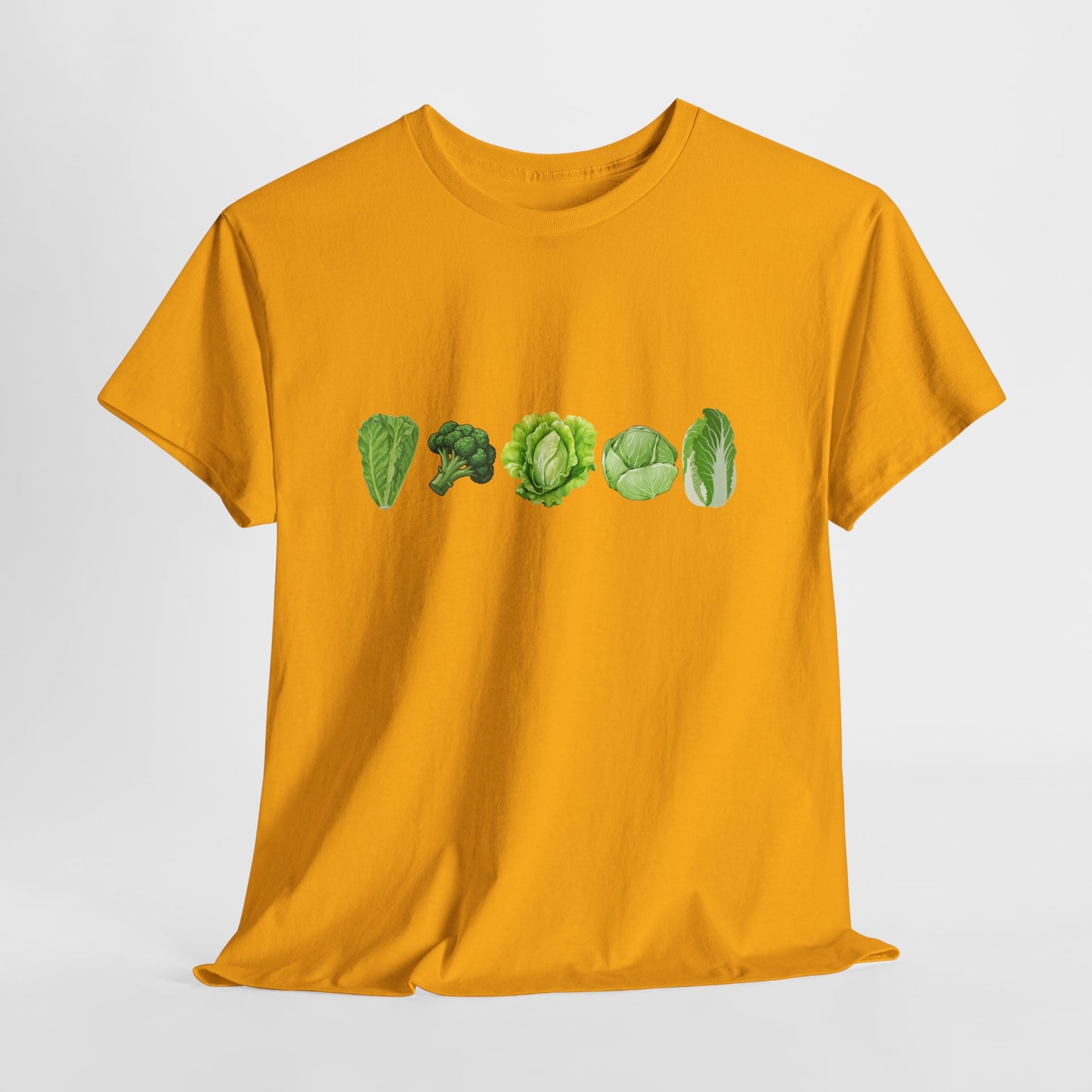 Vegetable Row T-Shirt — Green Veggies Lettuce Broccoli Cabbage Graphic Tee