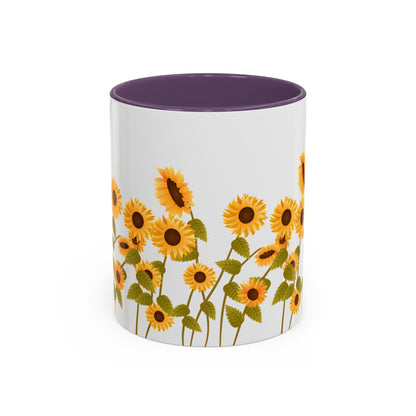 Sunflower Field Accent Tea Mug – Bright Floral 11/15oz Ceramic
