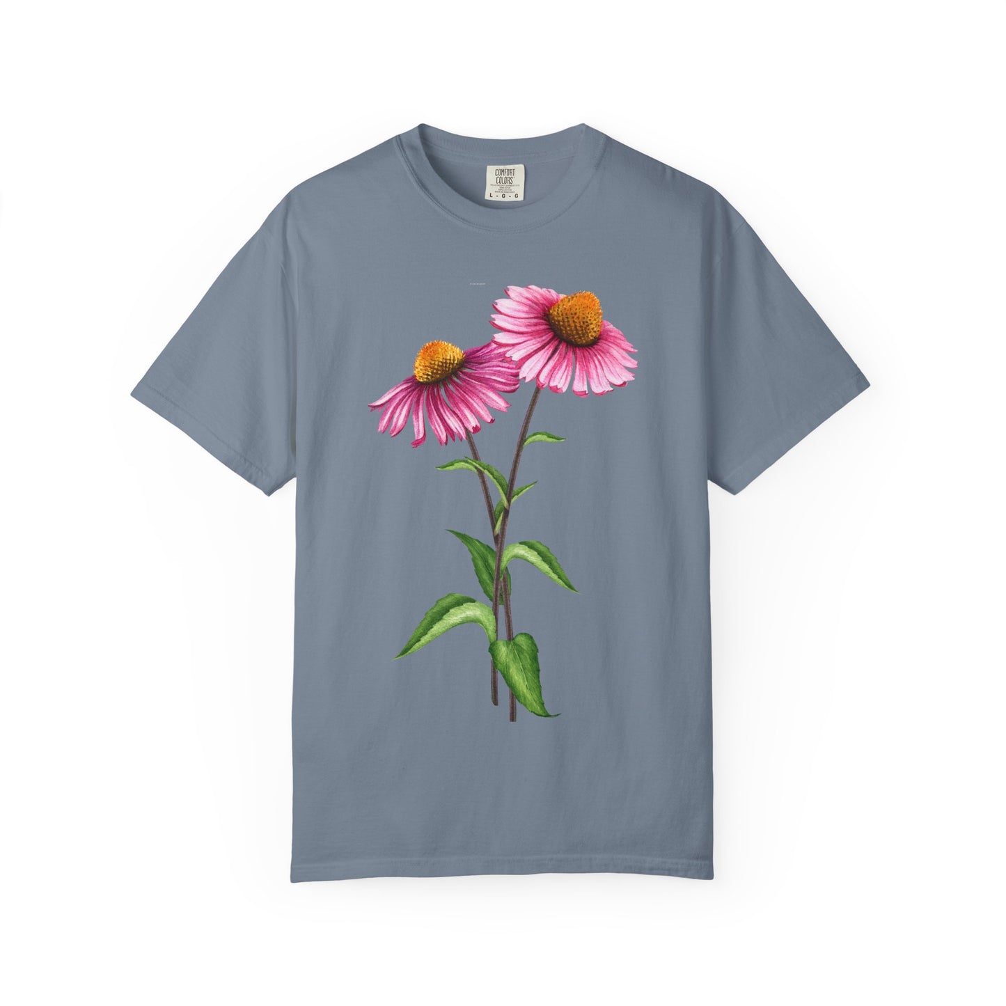Floral Coneflower T-Shirt — Pink Echinacea Botanical Tee