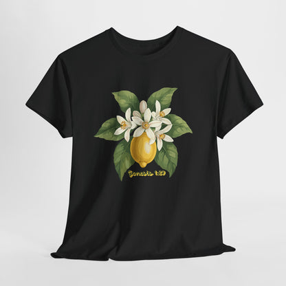 T-Shirt — Lemon Blossom Graphic Tee with 'Genesis 1:29' Scripture