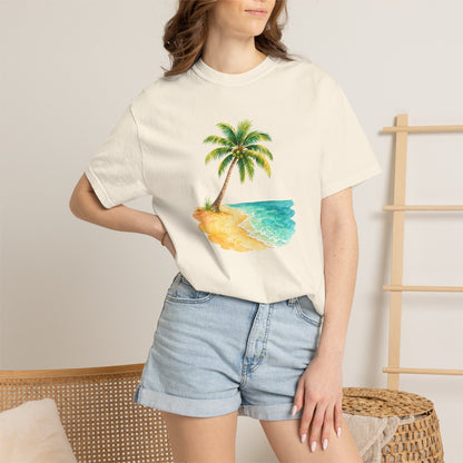 Tropical Palm Beach T-Shirt — Watercolor Island Graphic Tee
