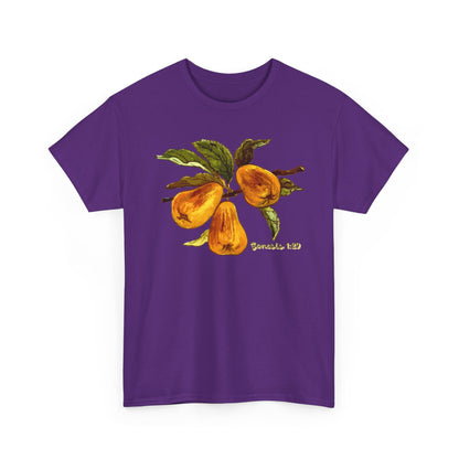 Pear Branch Tee — Watercolor Fruit Graphic T‑Shirt (Genesis 1:29)