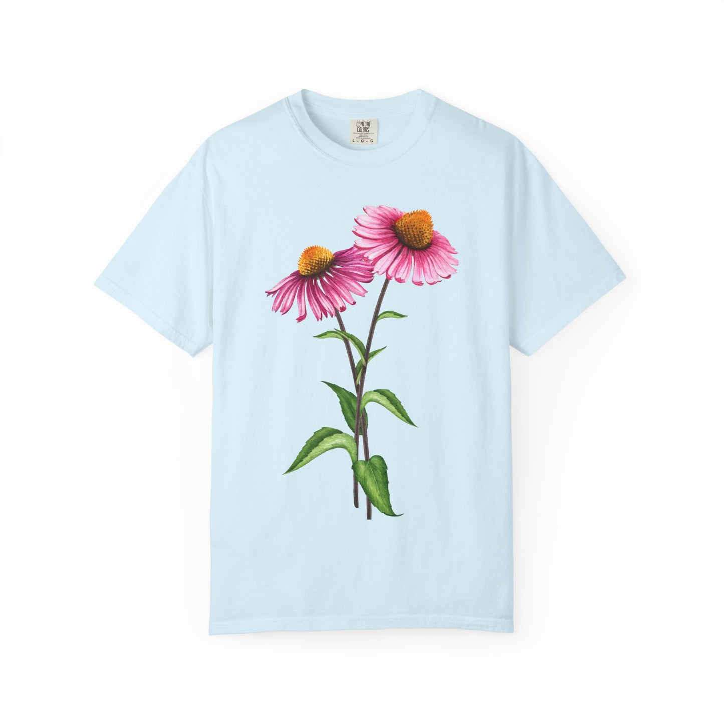 Floral Coneflower T-Shirt — Pink Echinacea Botanical Tee