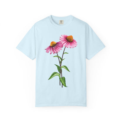 Floral Coneflower T-Shirt — Pink Echinacea Botanical Tee