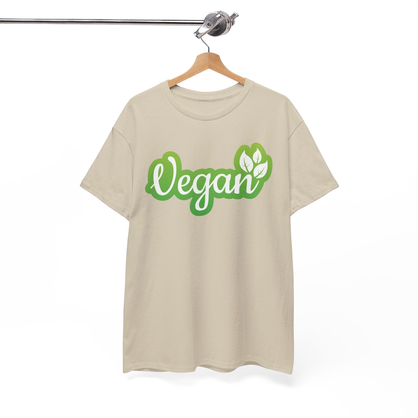 Vegan Script Tee — Green Leaf Eco-Friendly T-Shirt