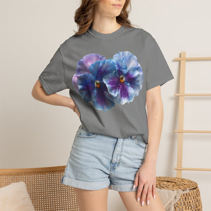 Pansy Watercolor T-Shirt — Purple Blue Floral Graphic Tee