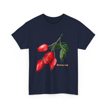 Rosehip Botanical Tee — Illustrated Rose Hips with Jeremiah 1:9 Scripture Accent