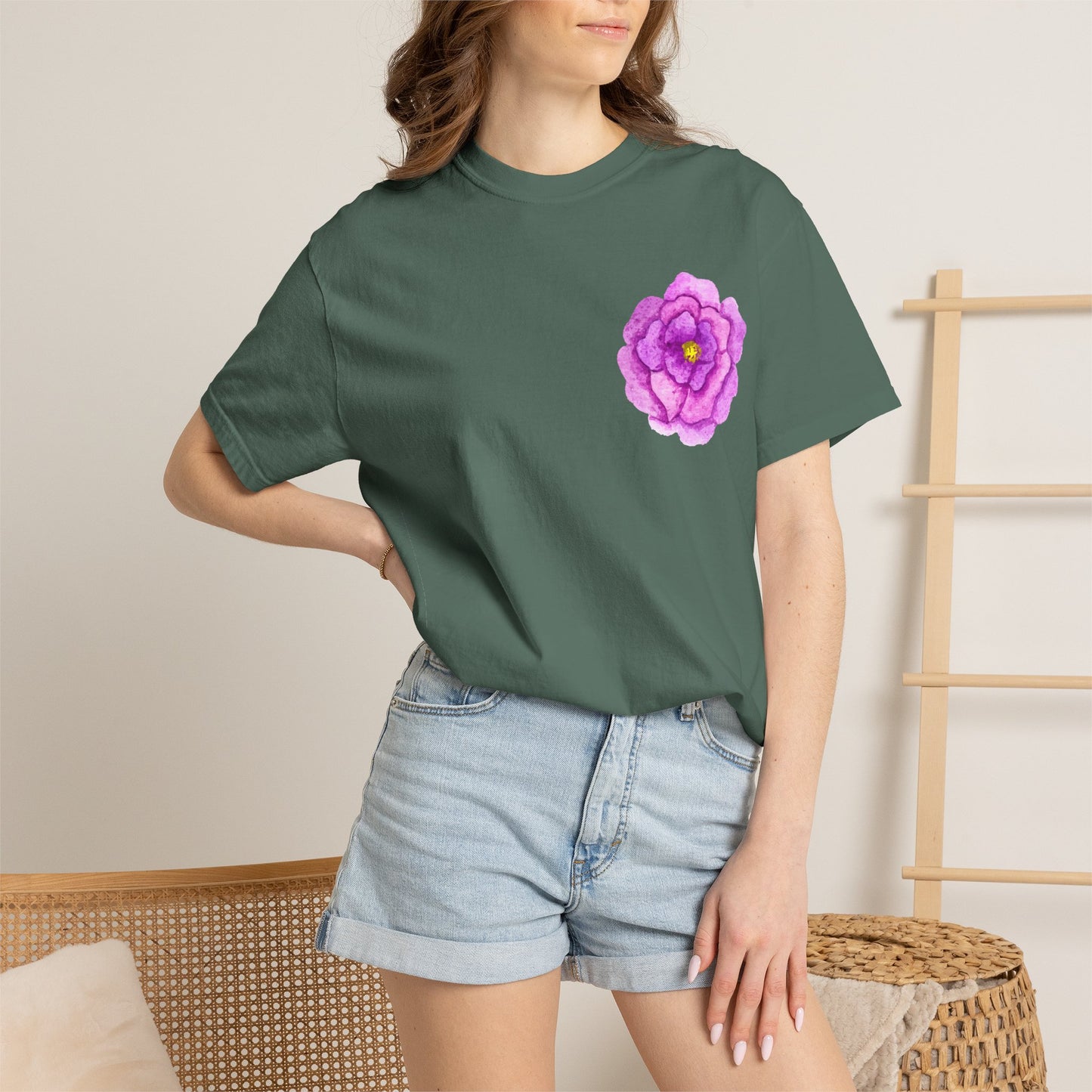 Floral Watercolor Chest Rose T-Shirt
