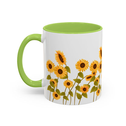 Sunflower Field Accent Tea Mug – Bright Floral 11/15oz Ceramic