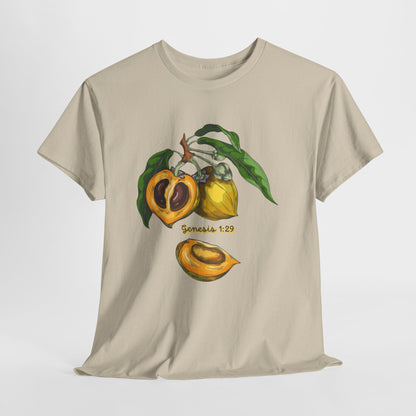 Apricot Illustration T-Shirt — Botanical Fruit Graphic Tee Genesis 1:29