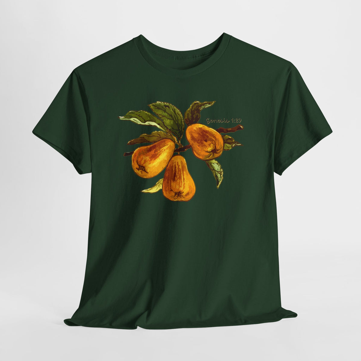 Pear Branch T‑Shirt — Watercolor Yellow Pears Tee Genesis 1:29