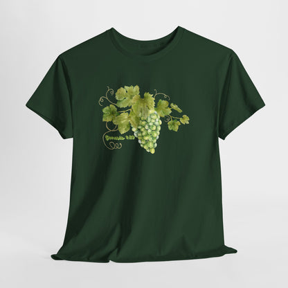 Genesis 1:29 Grapevine Watercolor T-Shirt — Green Grape Vines Tee