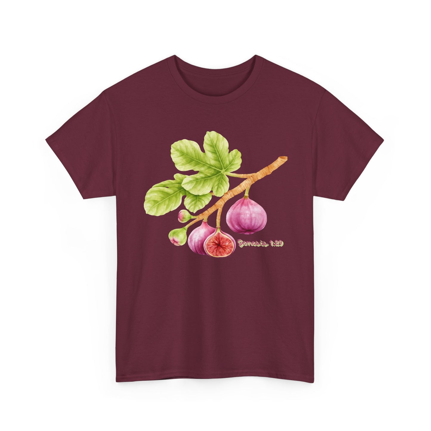 Fig Branch T‑Shirt — Botanical Fig Illustration Tee with Scripture (Genesis 1:29)