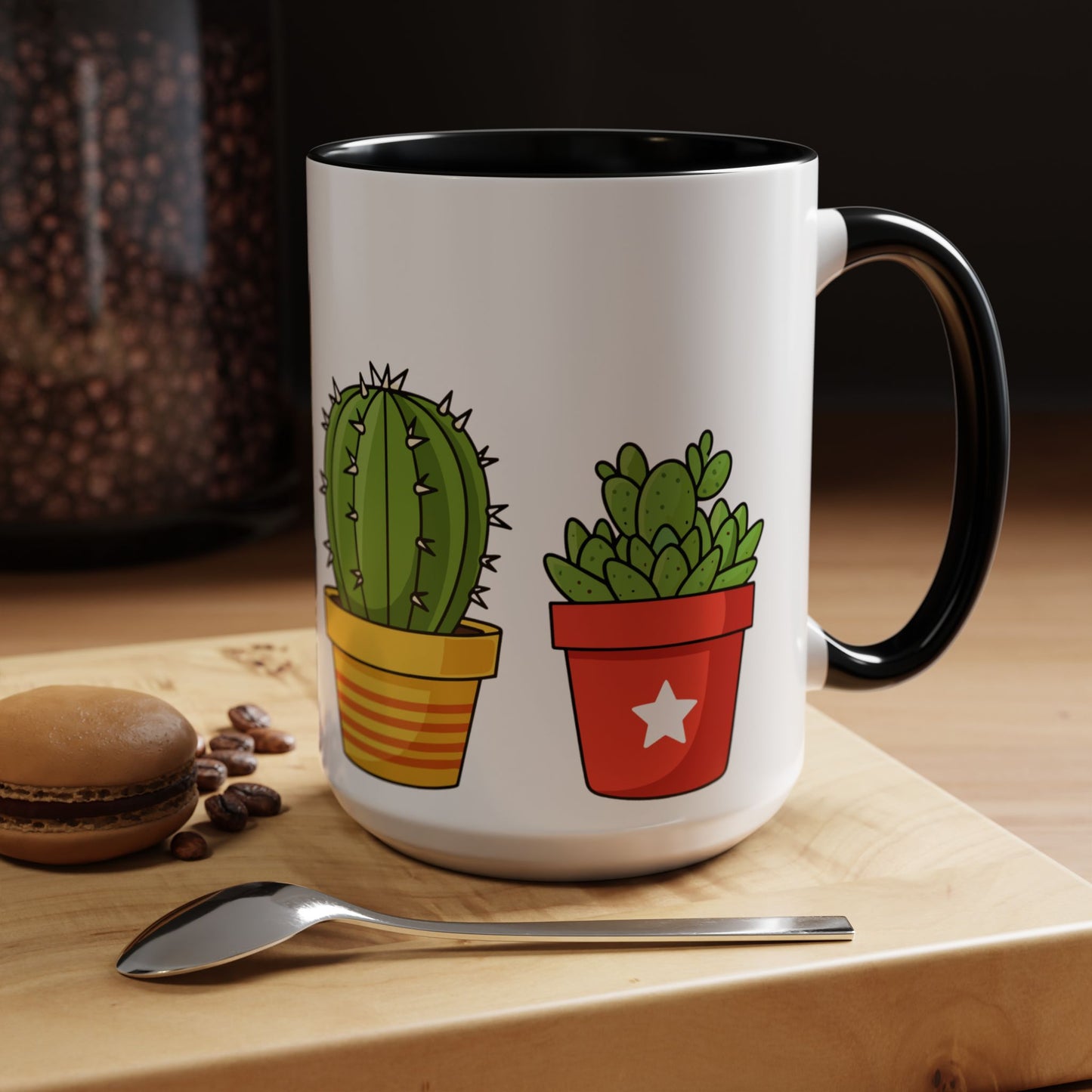 Cactus & Succulent Accent Coffee Mug — Cute Potted Plants 11/15oz