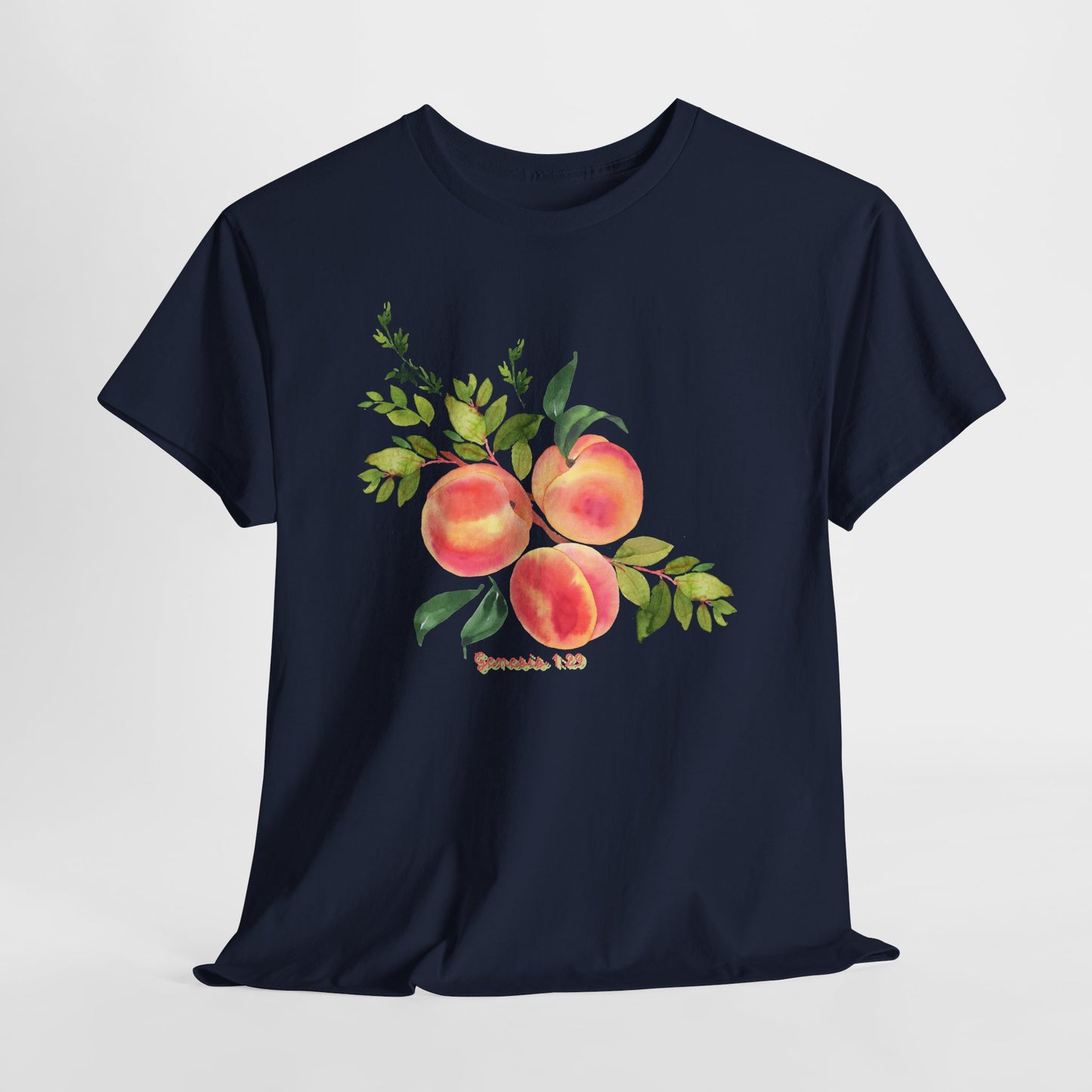 Peach Botanical Tee — Watercolor Fruit Graphic T‑Shirt