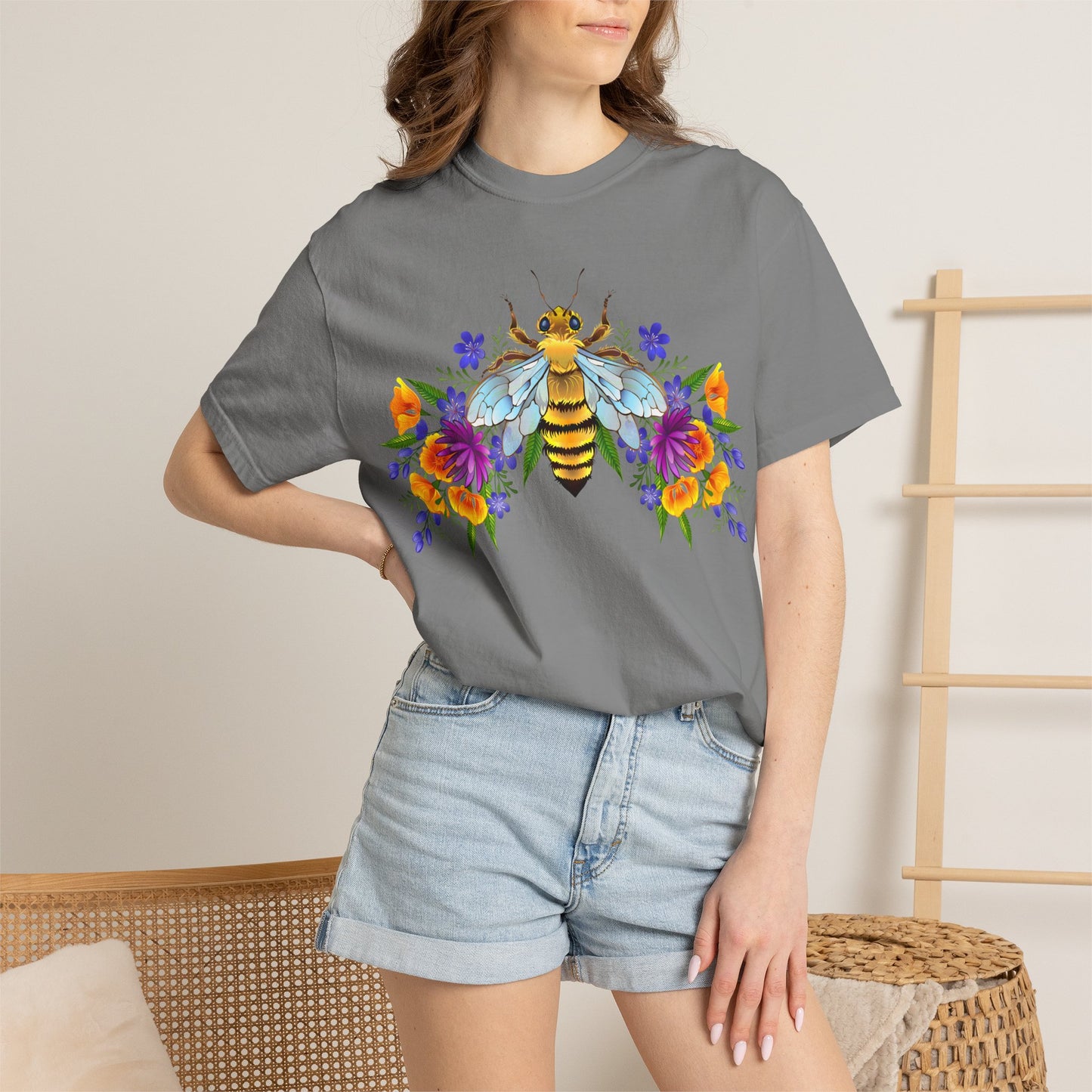 Bee & Wildflower T-Shirt — Floral Honeybee Graphic Tee