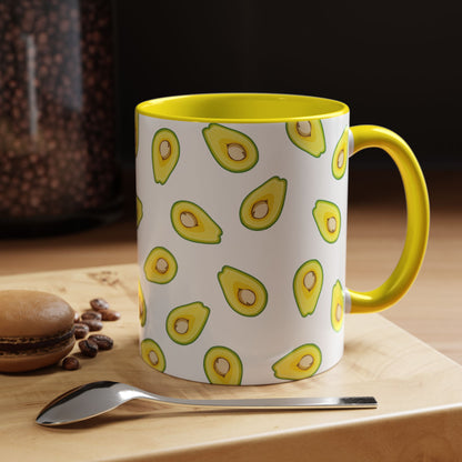 Avocado Pattern Coffee Mug — Cute Avocado Print Accent Mug (11/15oz)
