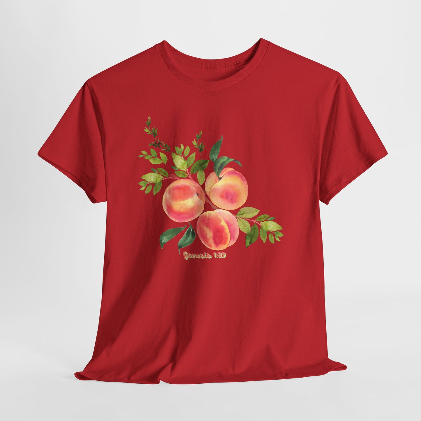 Peach Botanical Tee — Watercolor Fruit Graphic T‑Shirt