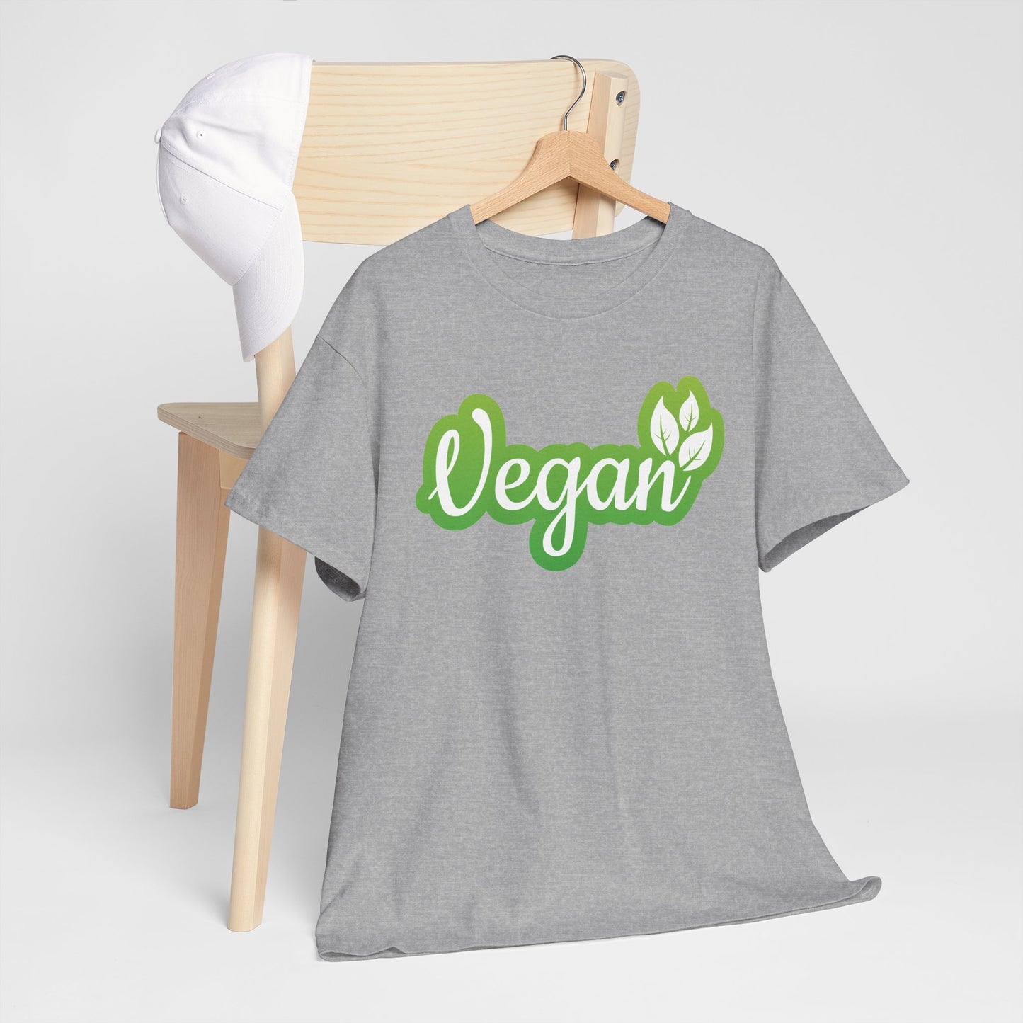 Vegan Script Tee — Green Leaf Eco-Friendly T-Shirt