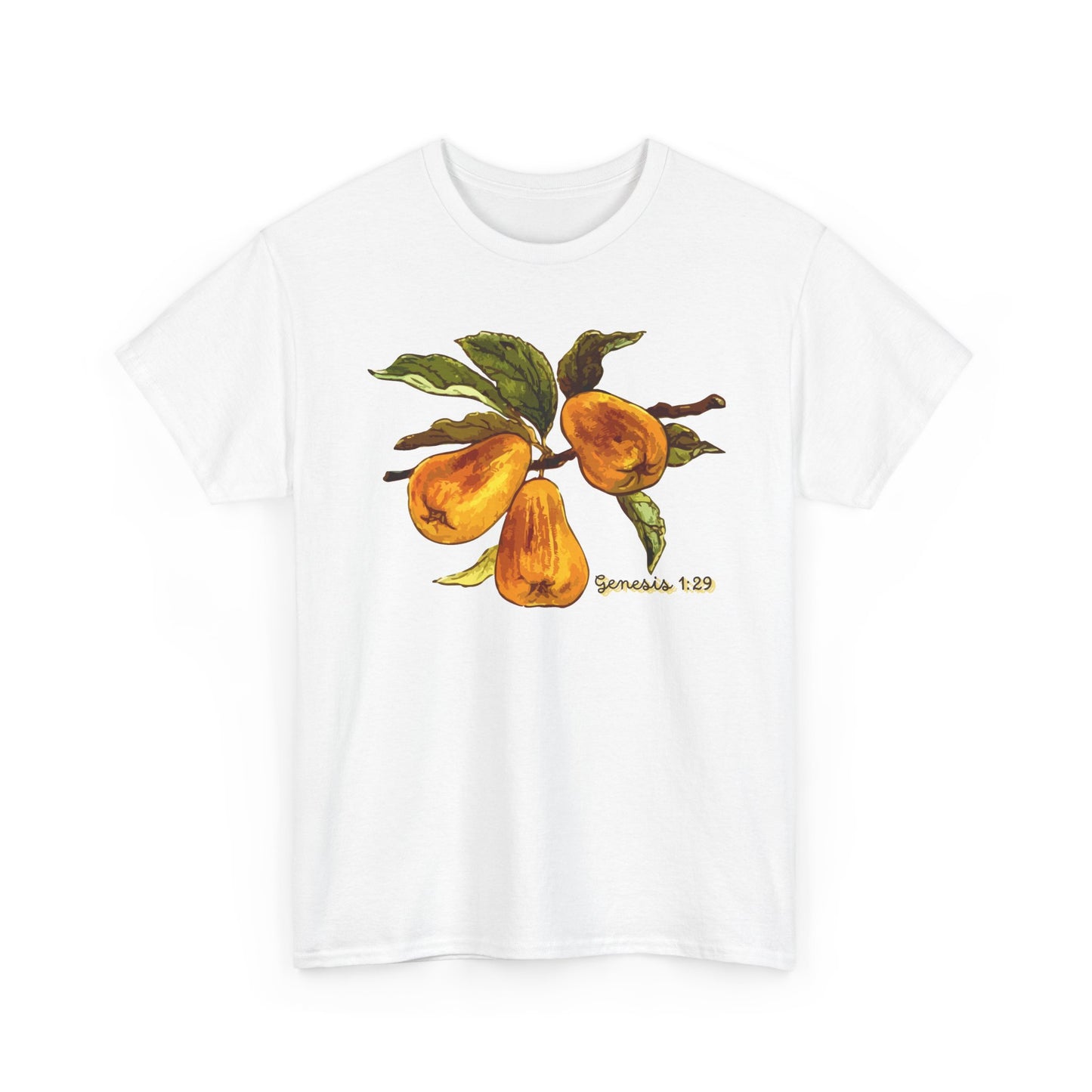 Pear Branch Tee — Watercolor Fruit Graphic T‑Shirt (Genesis 1:29)