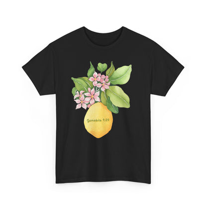 Lemon Blossom T-Shirt — Genesis 1:29 Floral Faith Tee