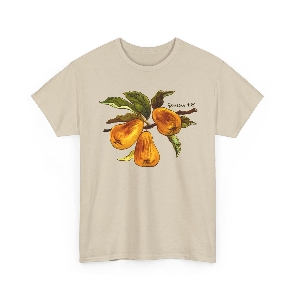 Pear Branch T‑Shirt — Watercolor Yellow Pears Tee Genesis 1:29