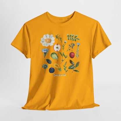 Botanical Fruit & Flower Tee — Watercolor Garden Illustration T-Shirt Genesis 1:29