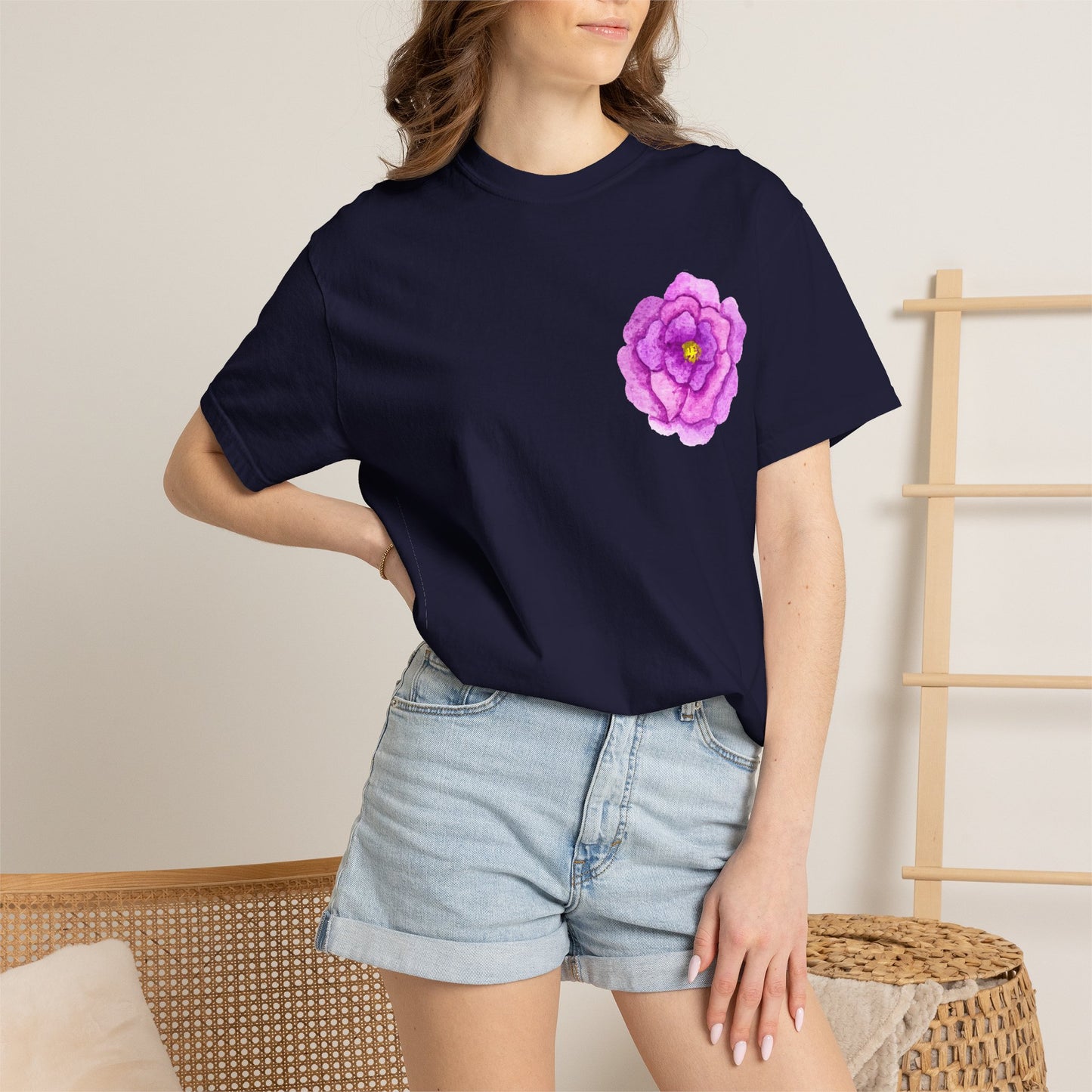 Floral Watercolor Chest Rose T-Shirt