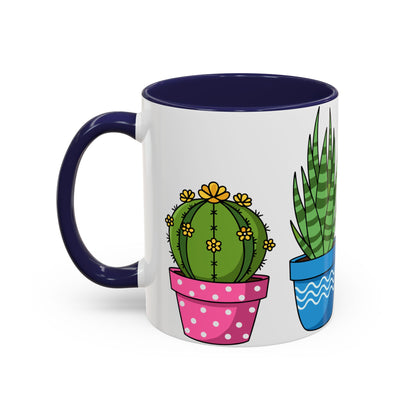Cactus & Succulent Accent Coffee Mug — Cute Potted Plants 11/15oz