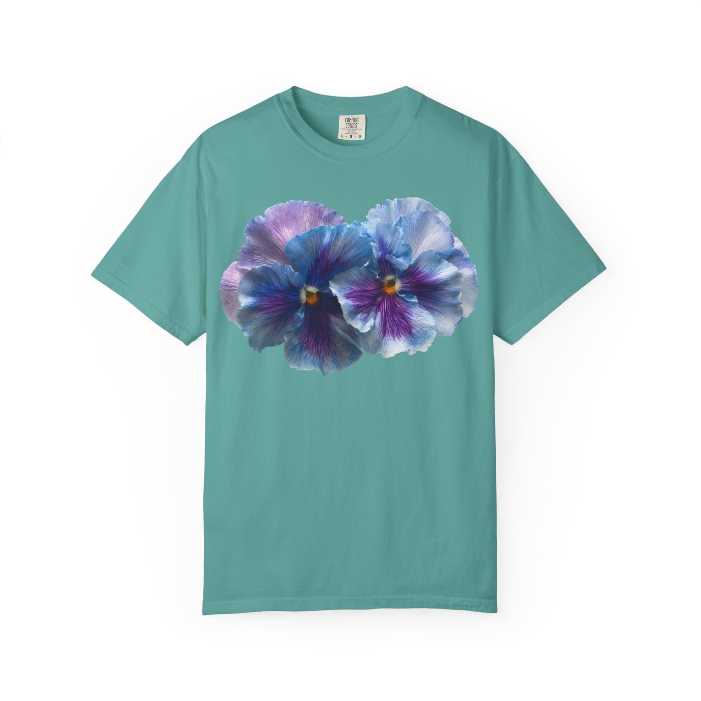 Pansy Watercolor T-Shirt — Purple Blue Floral Graphic Tee