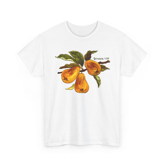 Pear Branch T‑Shirt — Watercolor Yellow Pears Tee Genesis 1:29