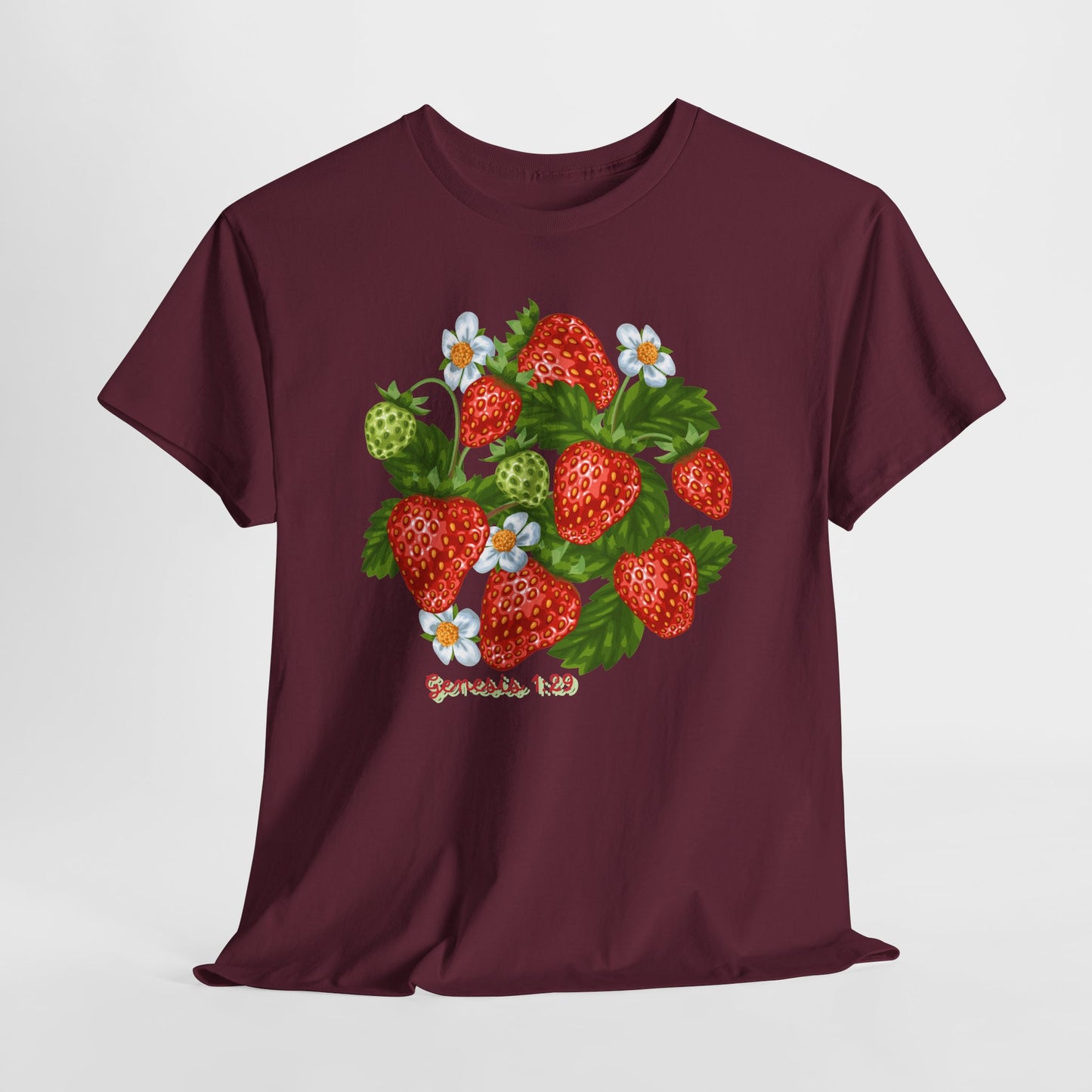 Strawberry Cluster Tee — Vintage Botanical Fruit Graphic (Genesis 1:29)