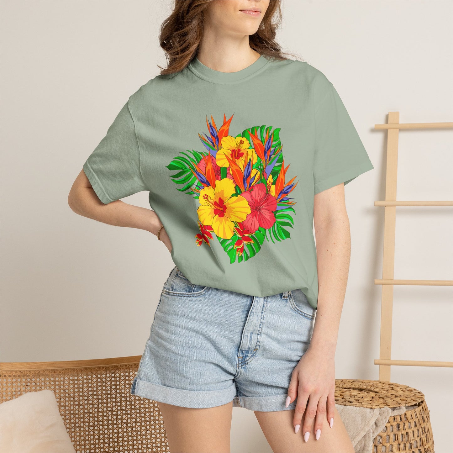 Tropical Hibiscus Floral T-Shirt
