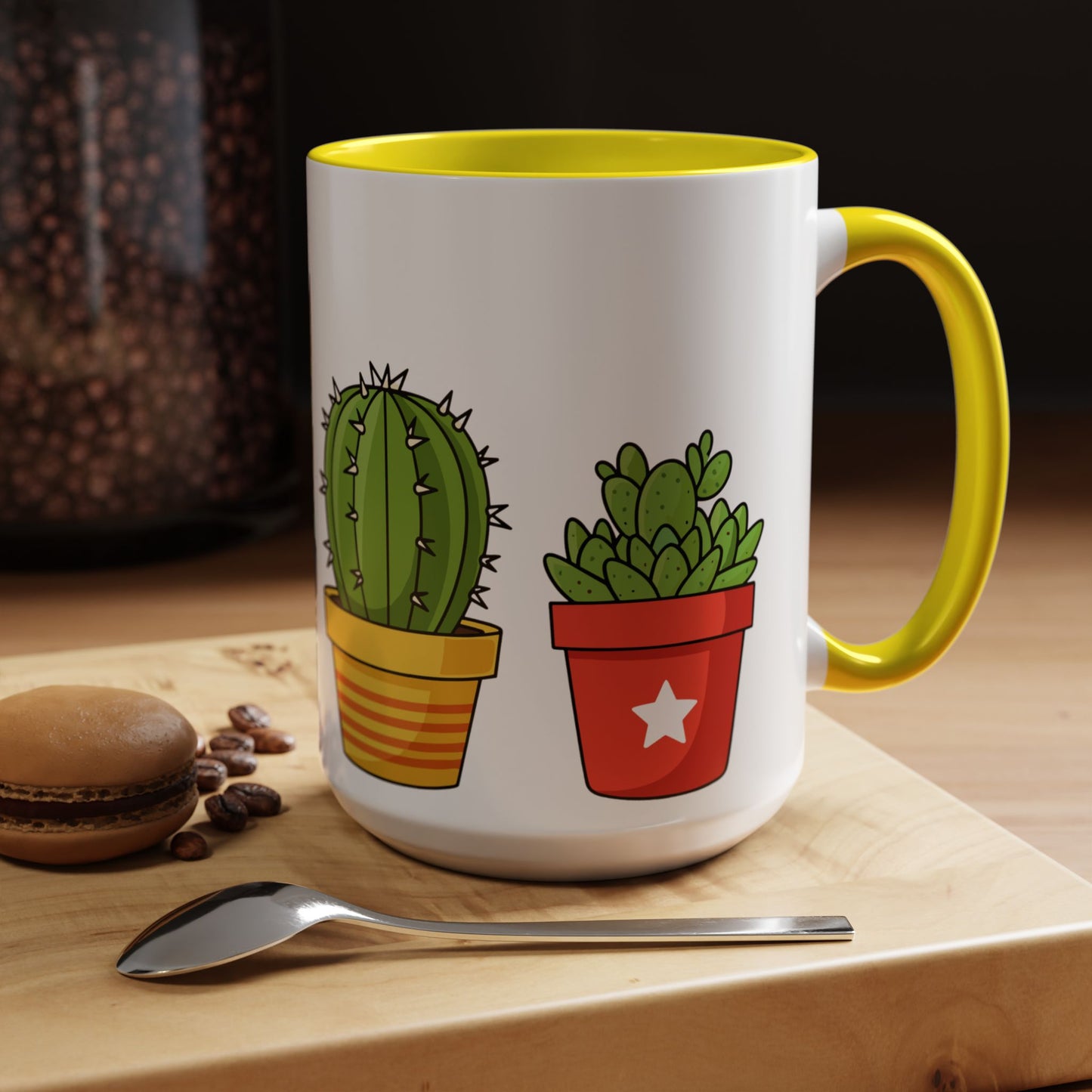 Cactus & Succulent Accent Coffee Mug — Cute Potted Plants 11/15oz