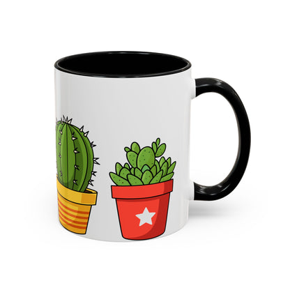 Cactus & Succulent Accent Coffee Mug — Cute Potted Plants 11/15oz
