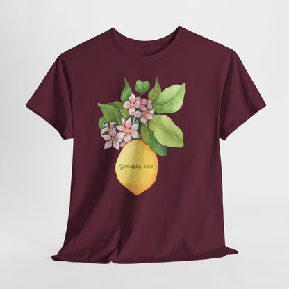 Lemon Blossom T-Shirt — Genesis 1:29 Floral Faith Tee