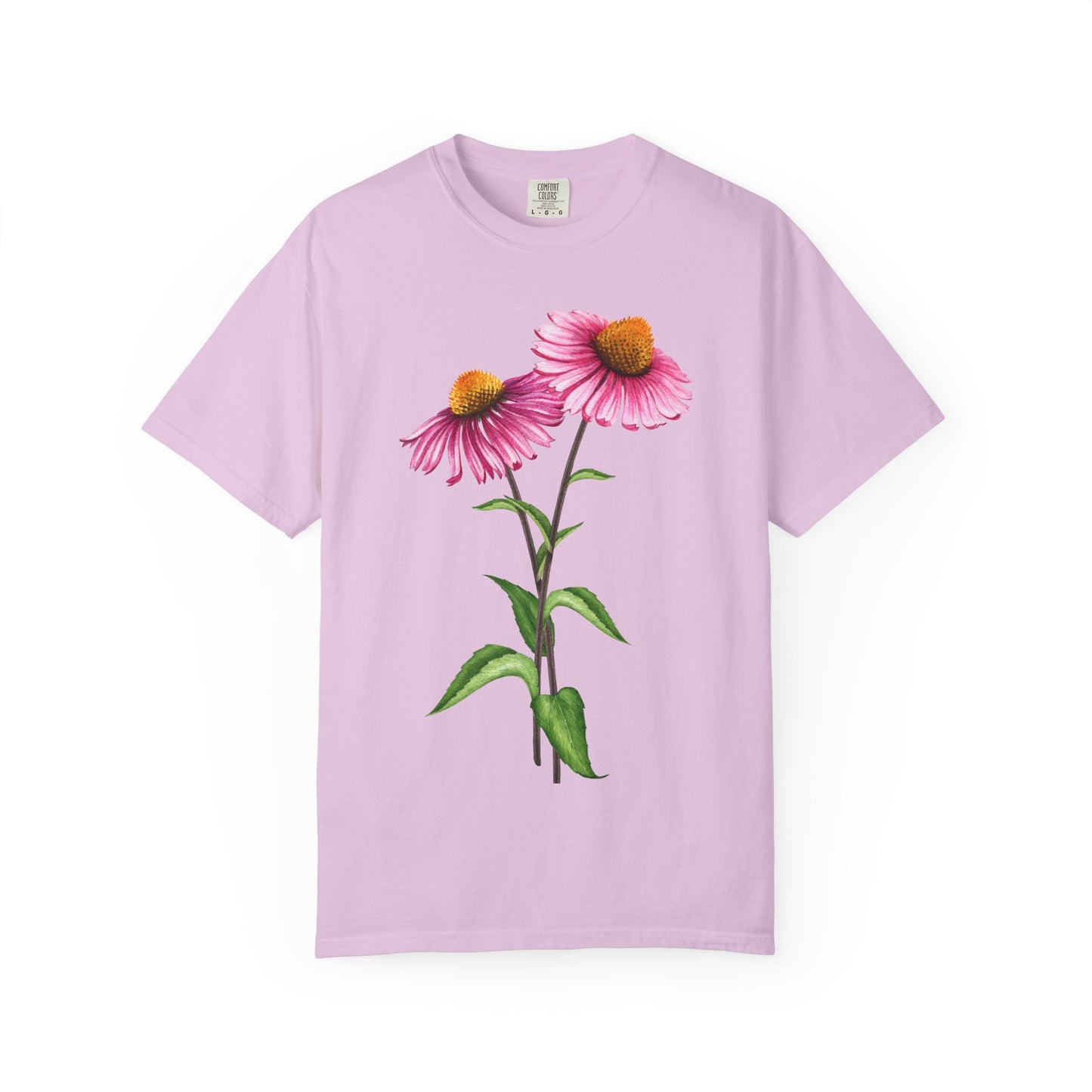 Floral Coneflower T-Shirt — Pink Echinacea Botanical Tee