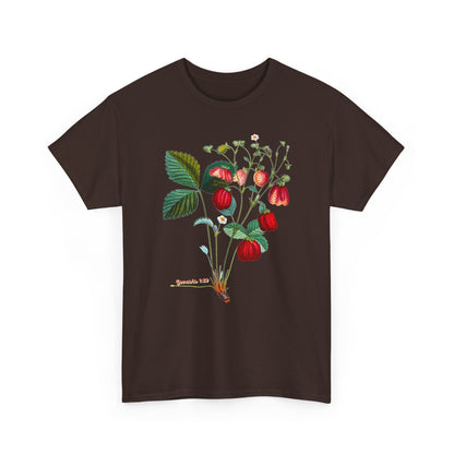 Strawberry Botanical Tee — Vintage Fruit Illustration T-Shirt Genesis 1:29