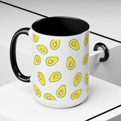 Avocado Pattern Coffee Mug — Cute Avocado Print Accent Mug (11/15oz)