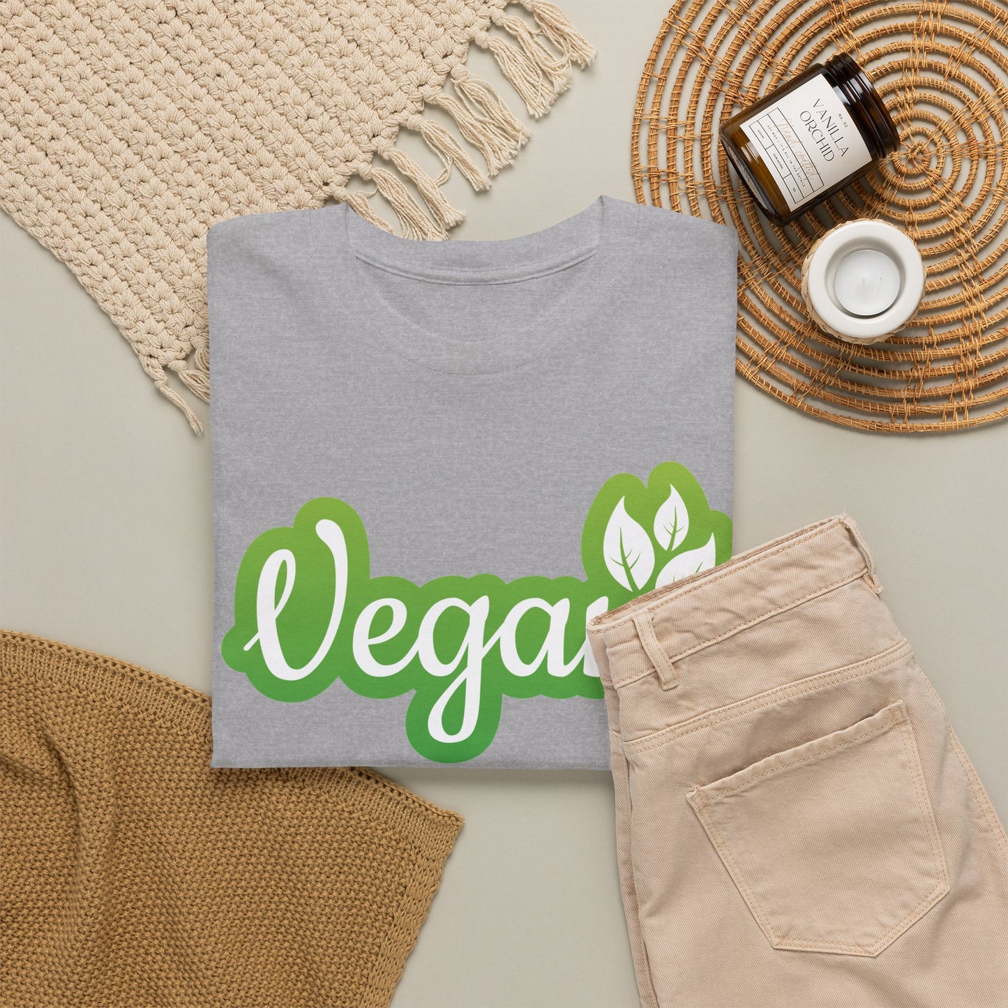 Vegan Script Tee — Green Leaf Eco-Friendly T-Shirt