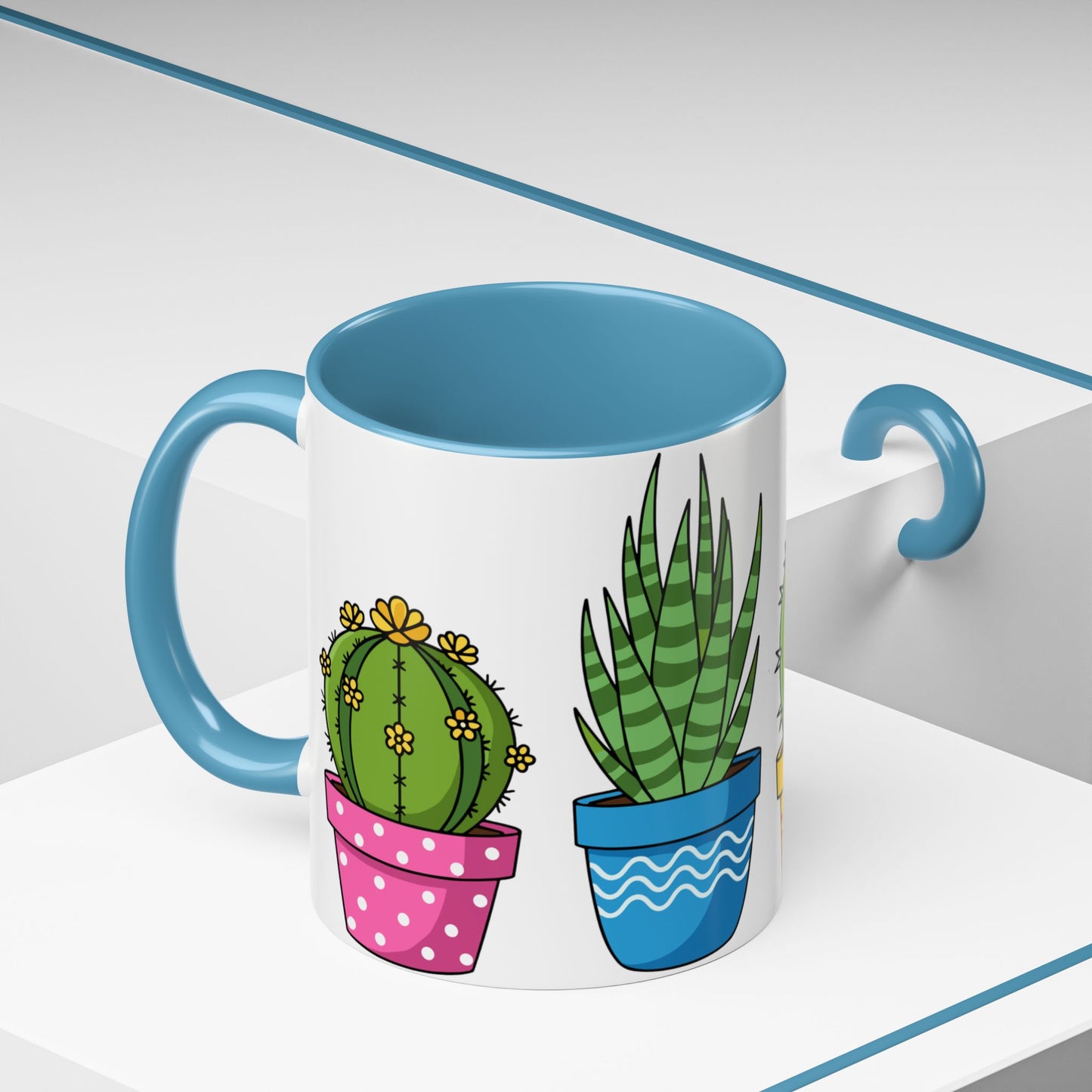 Cactus & Succulent Accent Coffee Mug — Cute Potted Plants 11/15oz