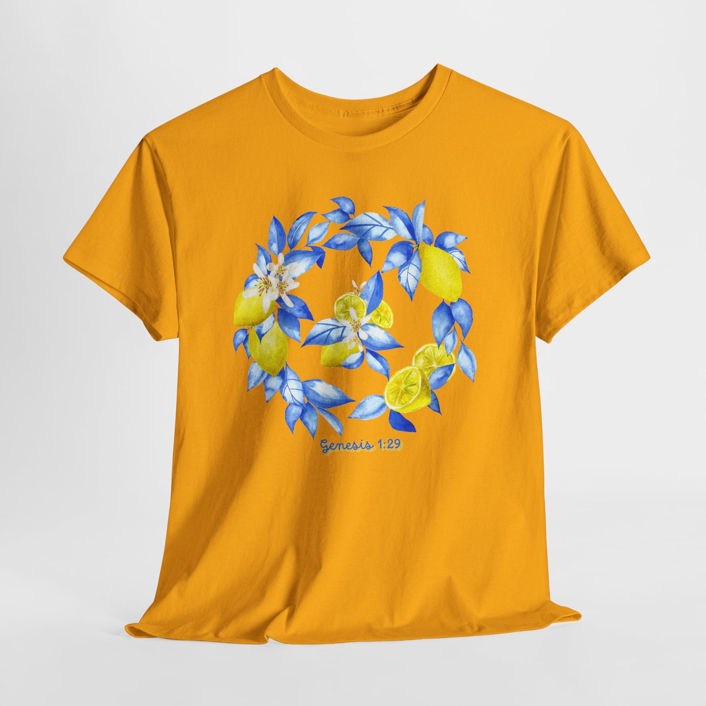 Lemon Wreath Graphic Tee — Genesis 1:29 Floral Scripture T-Shirt