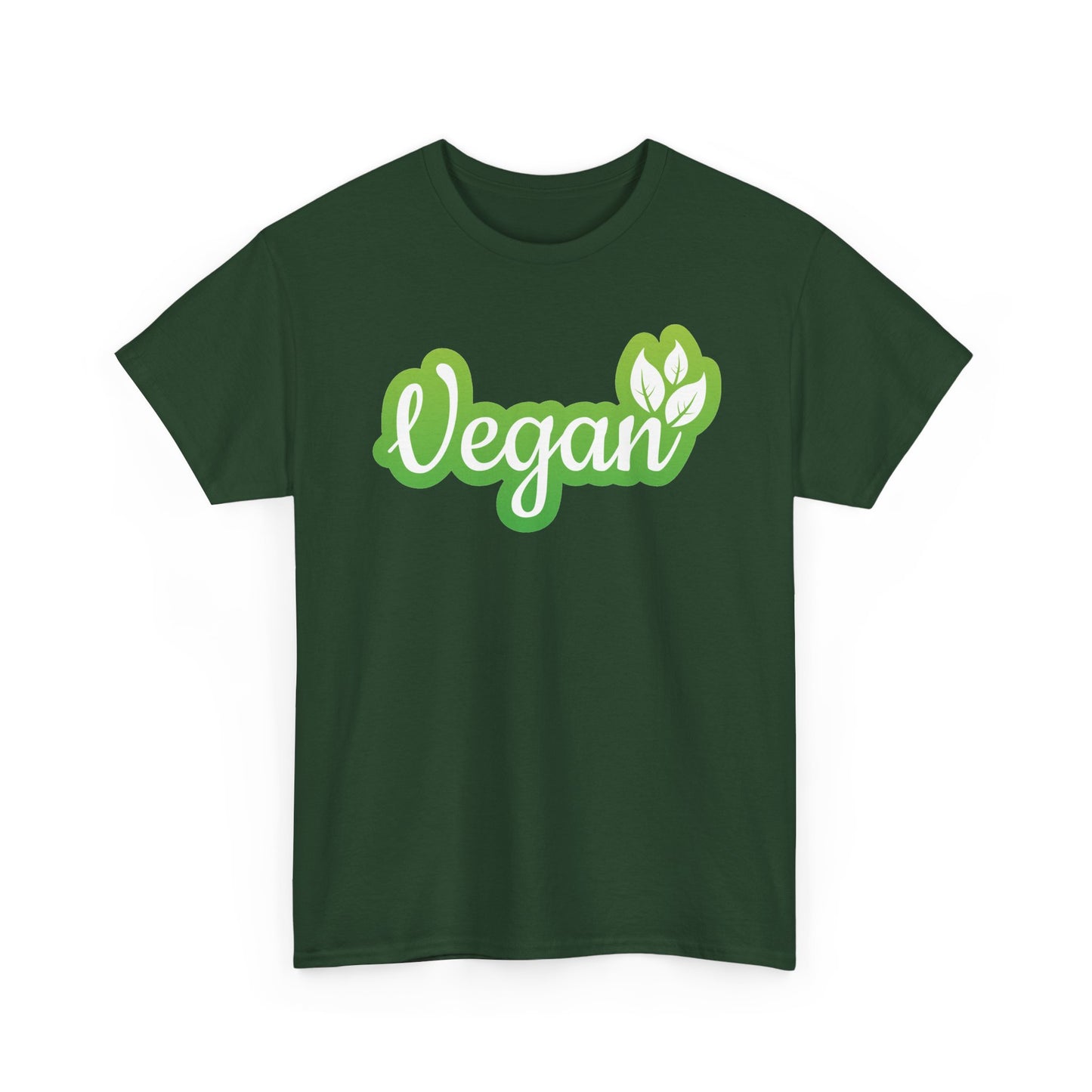 Vegan Script Tee — Green Leaf Eco-Friendly T-Shirt