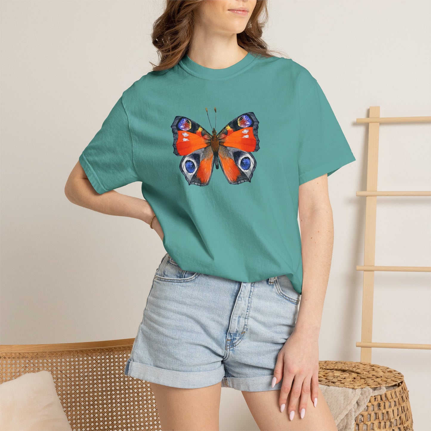 Butterfly Graphic T-Shirt — Peacock Eye Floral Tee