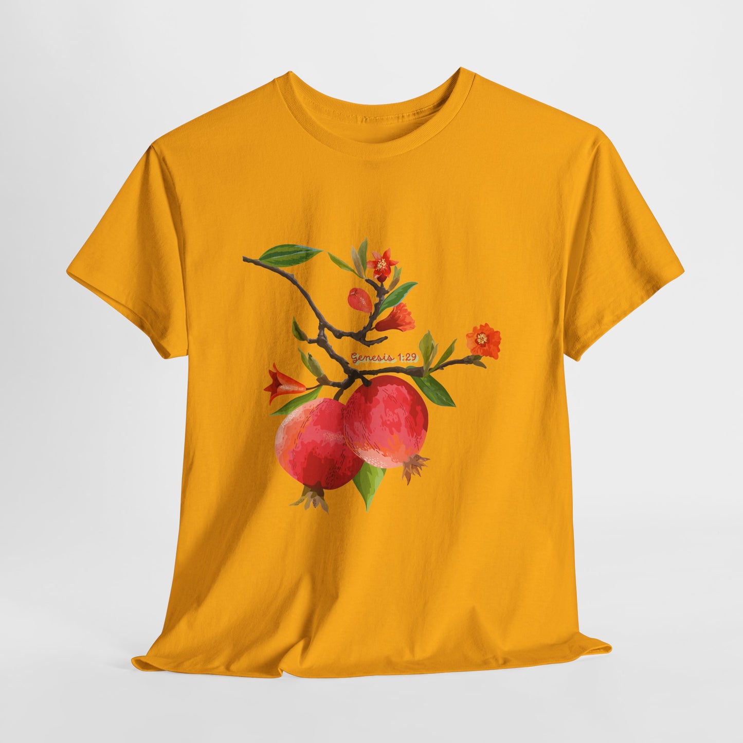 Pomegranate Bloom T-Shirt — Botanical Fruit Watercolor Tee